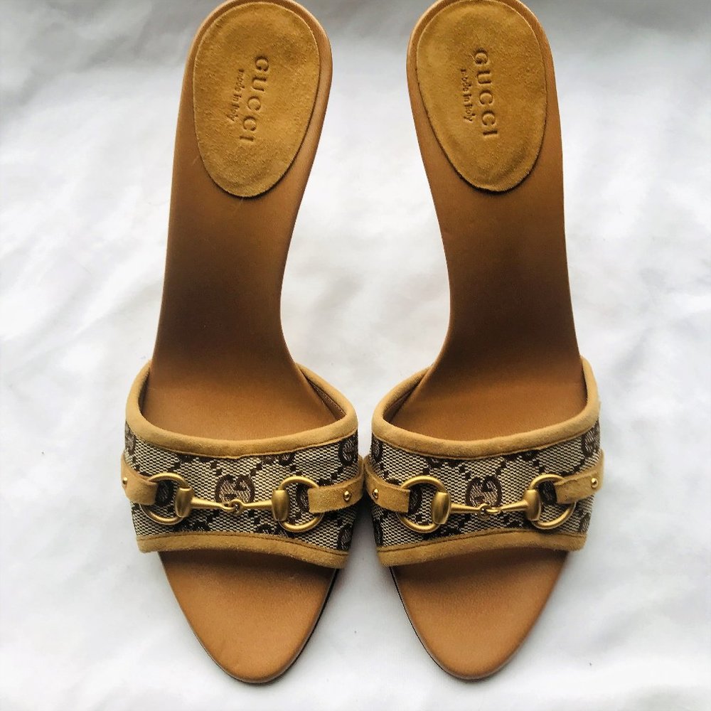 Gucci Woman Logo Horse Bit High Heeled Sandals NEW